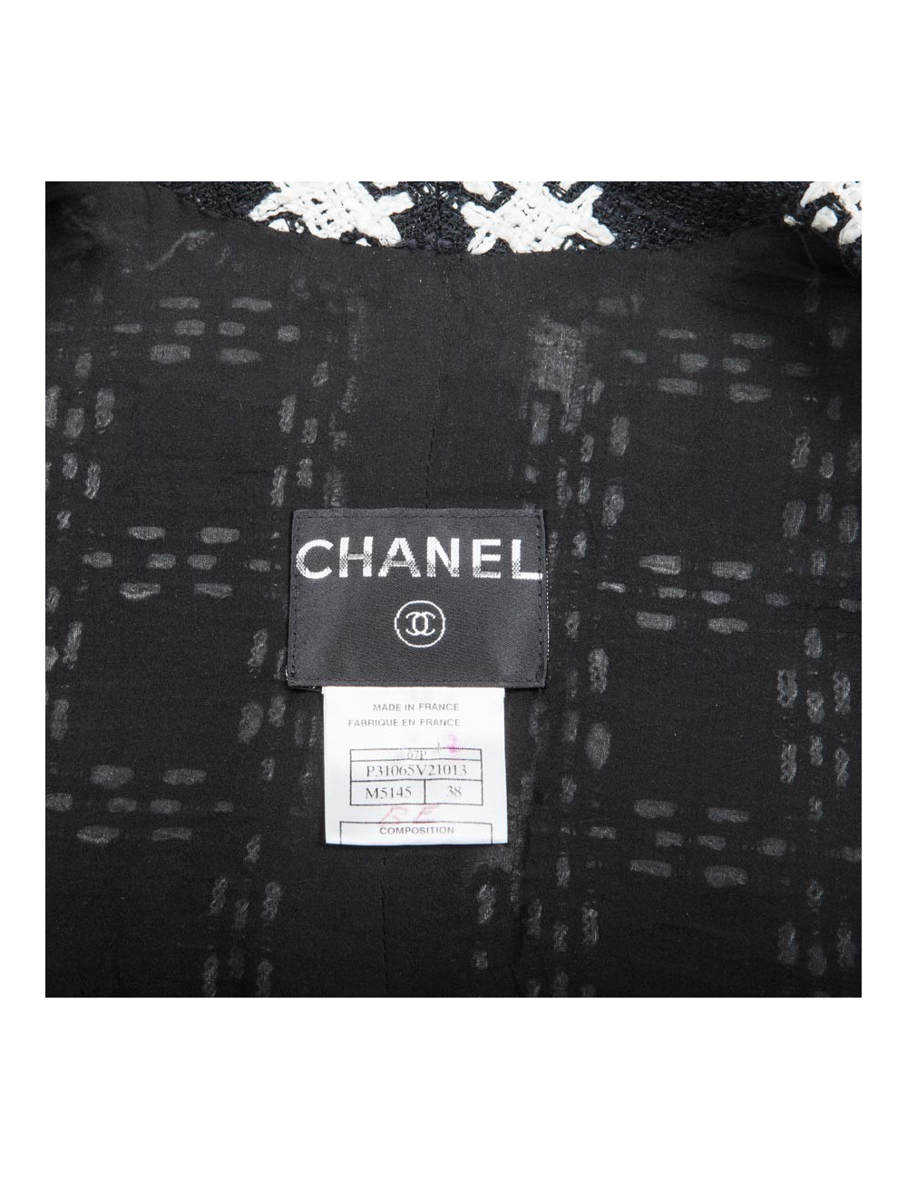 CHANEL Jacket in Black and White Cotton and Viscose Size 38FR