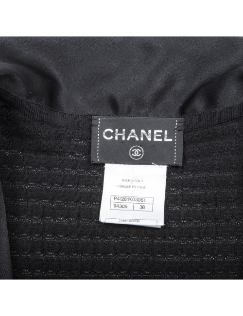 Chanel cardigan jacket in black cotton and lace, size 38FR