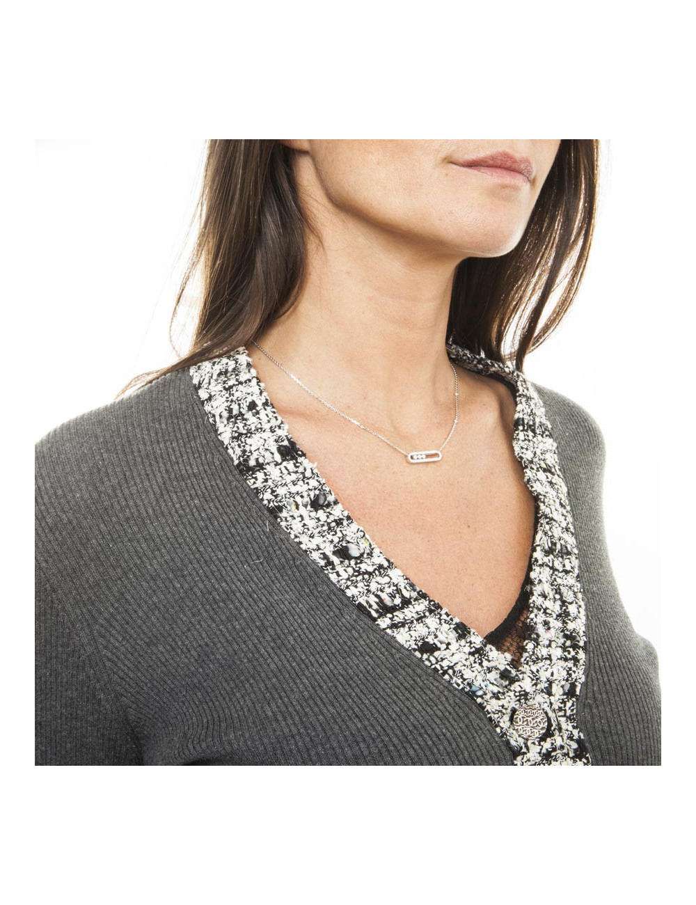 Gilet CHANEL T 38 gris en coton