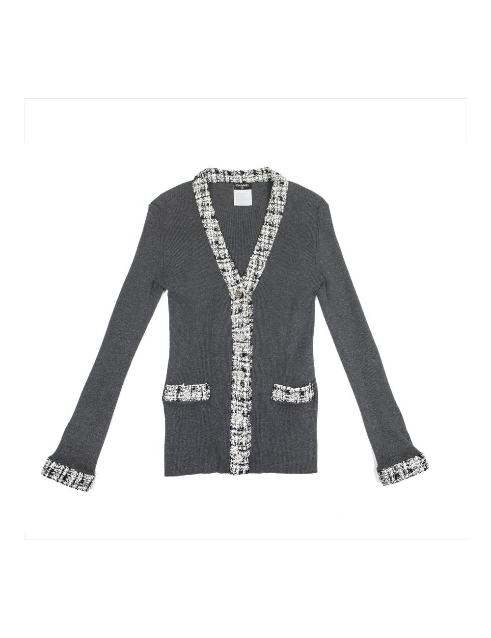 Gilet CHANEL T 38 gris en coton