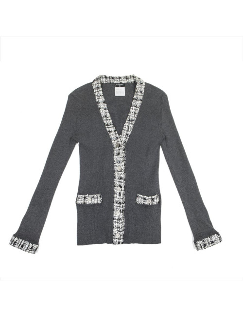 Gilet CHANEL T 38 gris en coton