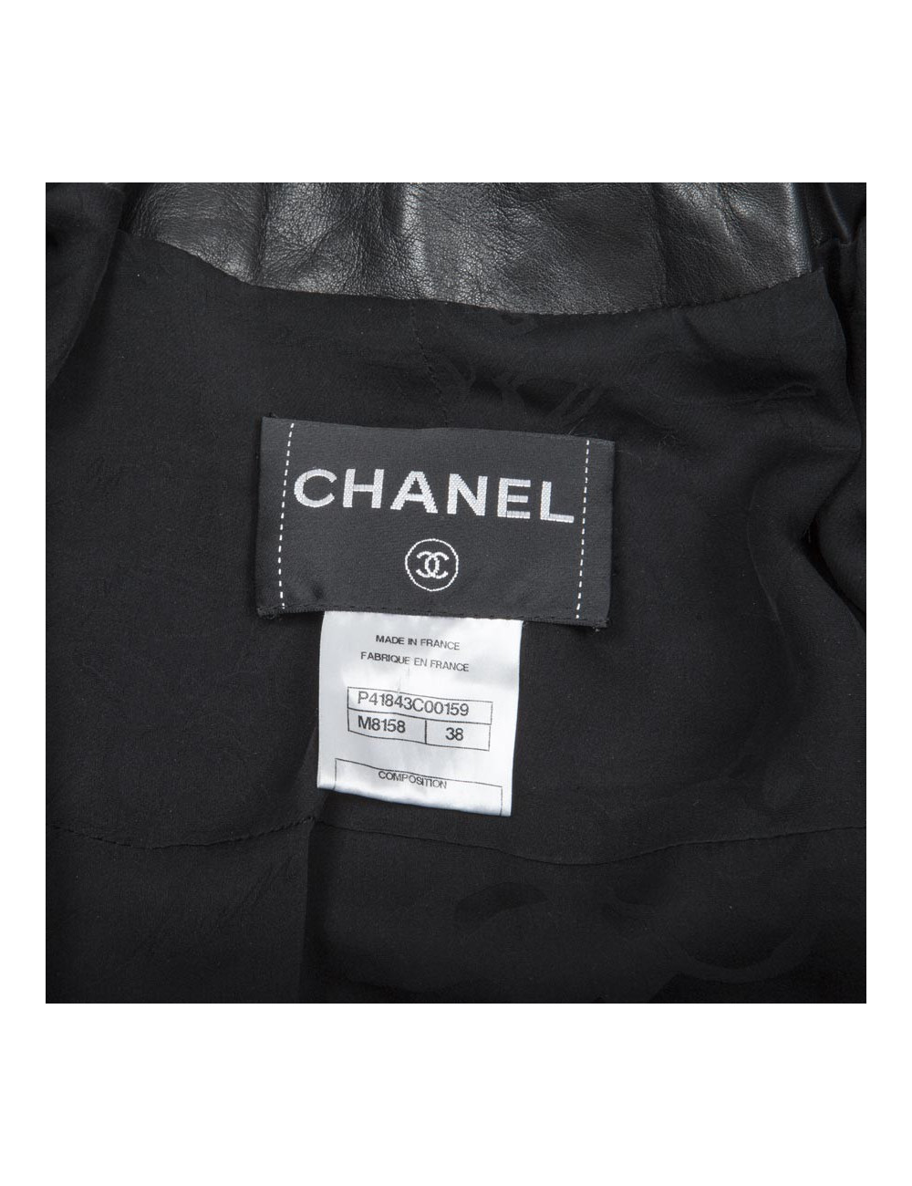 Blouson CHANEL T 36 cuir d'agneau lisse noir 