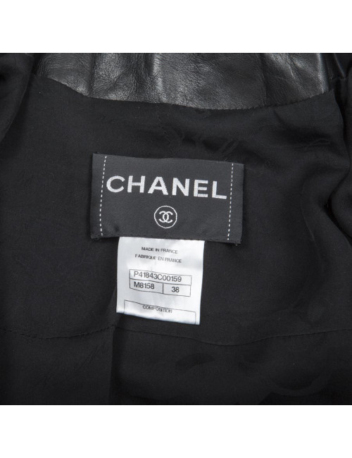 Blouson CHANEL T 36 cuir d'agneau lisse noir 