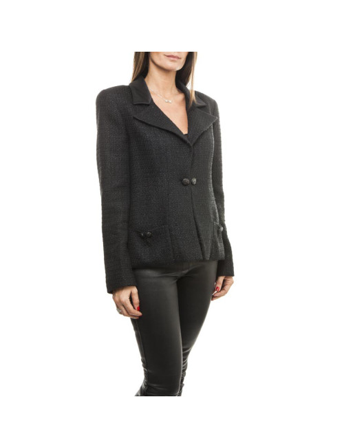 Veste CHANEL T 40 en tweed noir