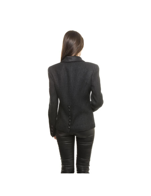 Veste CHANEL T 40 en tweed noir