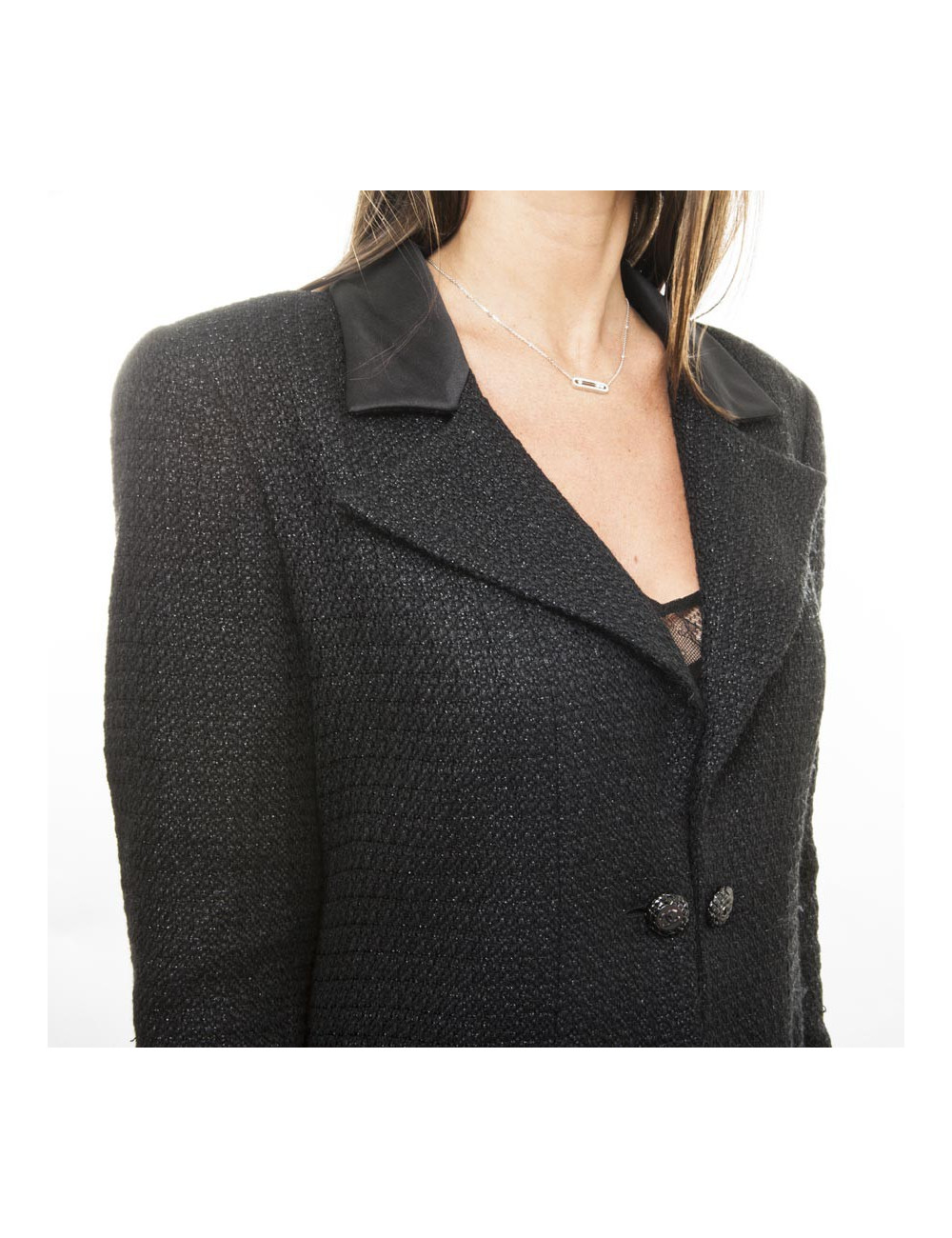 Veste CHANEL T 40 en tweed noir