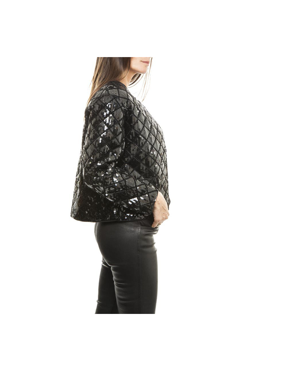 Veste CHANEL à sequins noirs T