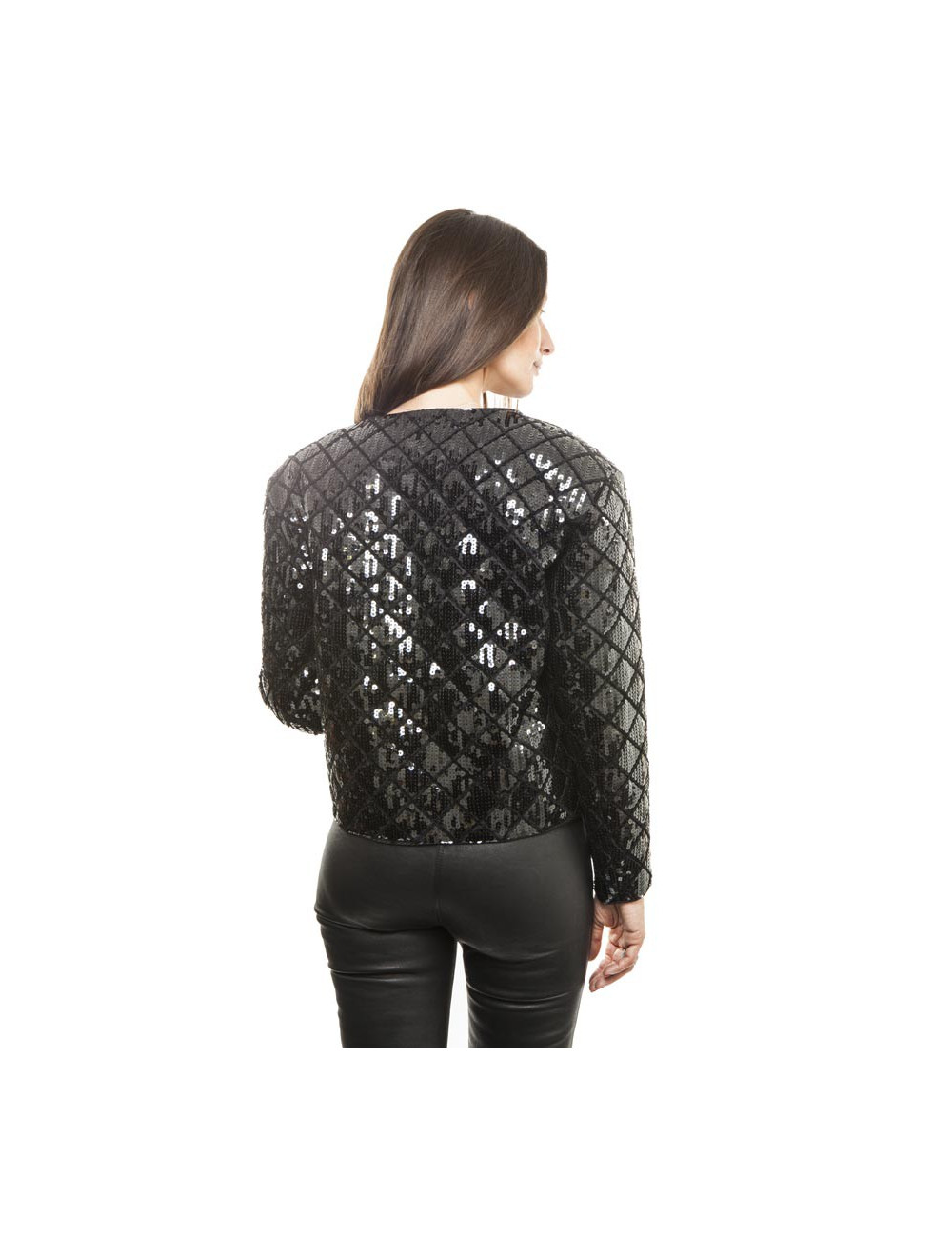 Veste CHANEL à sequins noirs T