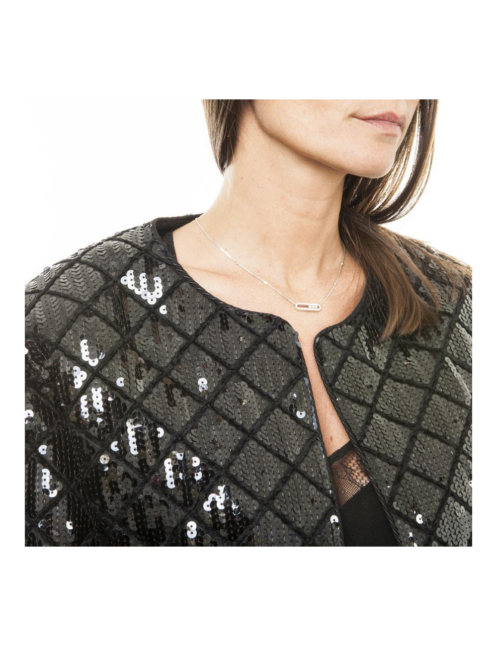 Veste CHANEL à sequins noirs T