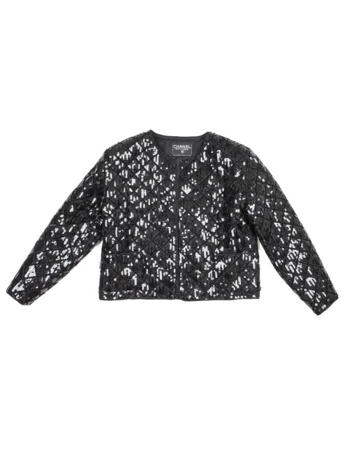 Veste CHANEL à sequins noirs T