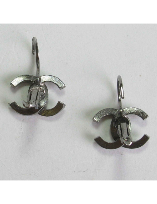 Clous CHANEL CC en ruthénium et strass blancs et noirs