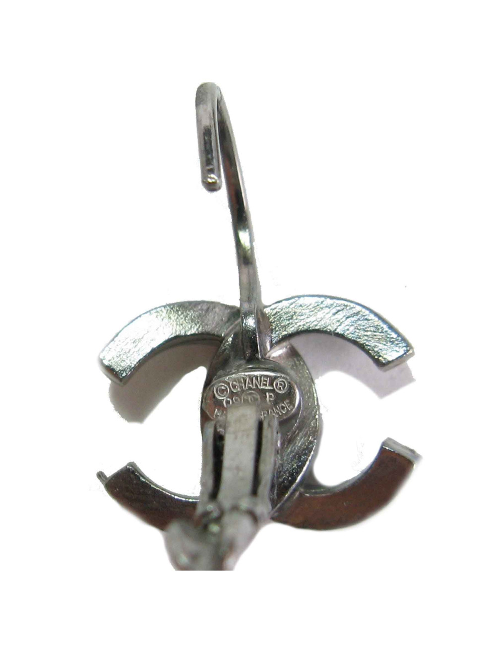 Clous CHANEL CC en ruthénium et strass blancs et noirs