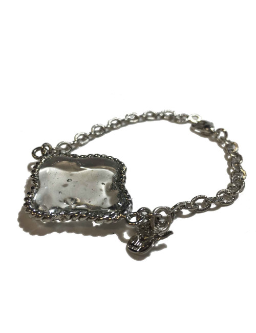 Bracelet MARGUERITE DE VALOIS "Trèfle" pâte de verre transparente