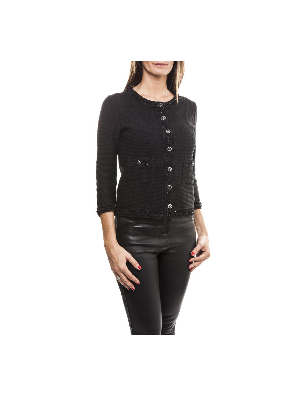 Cardigan CHANEL T 36 façon veste 