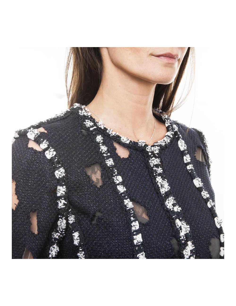 Veste CHANEL T 38 bleu et blanc