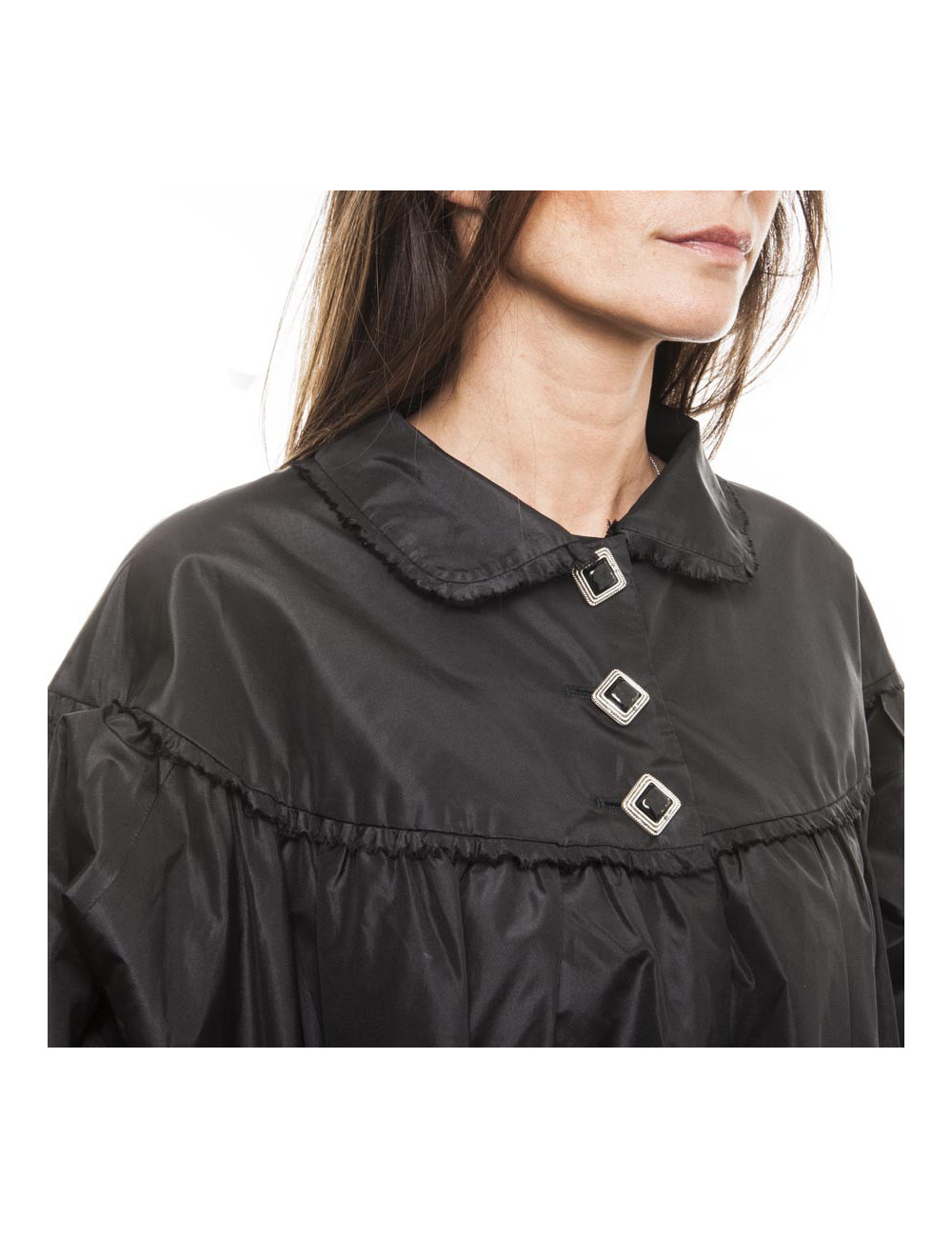 Veste longue T 38 CHANEL en soie noire
