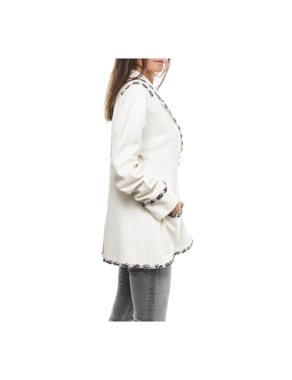Veste CHANEL T 44 "Paris Bombay" blanche