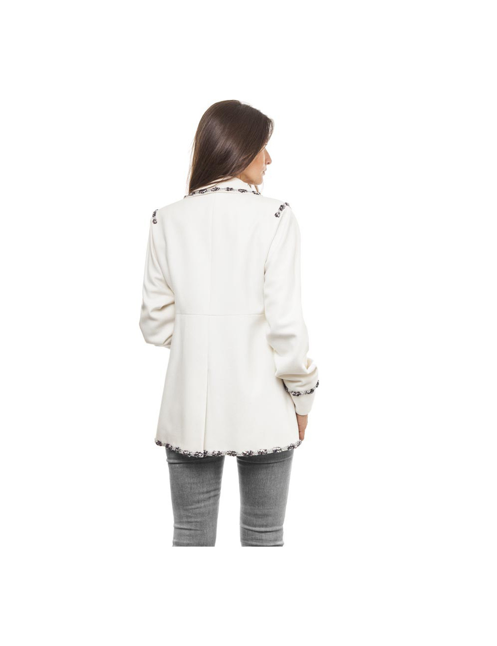 Veste CHANEL T 44 "Paris Bombay" blanche