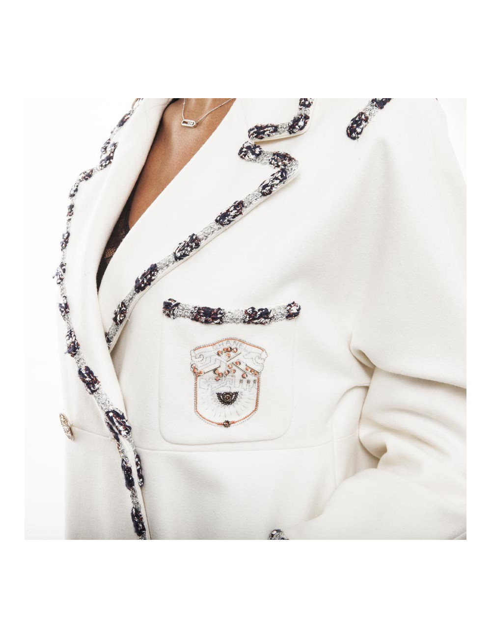 Veste CHANEL T 44 "Paris Bombay" blanche