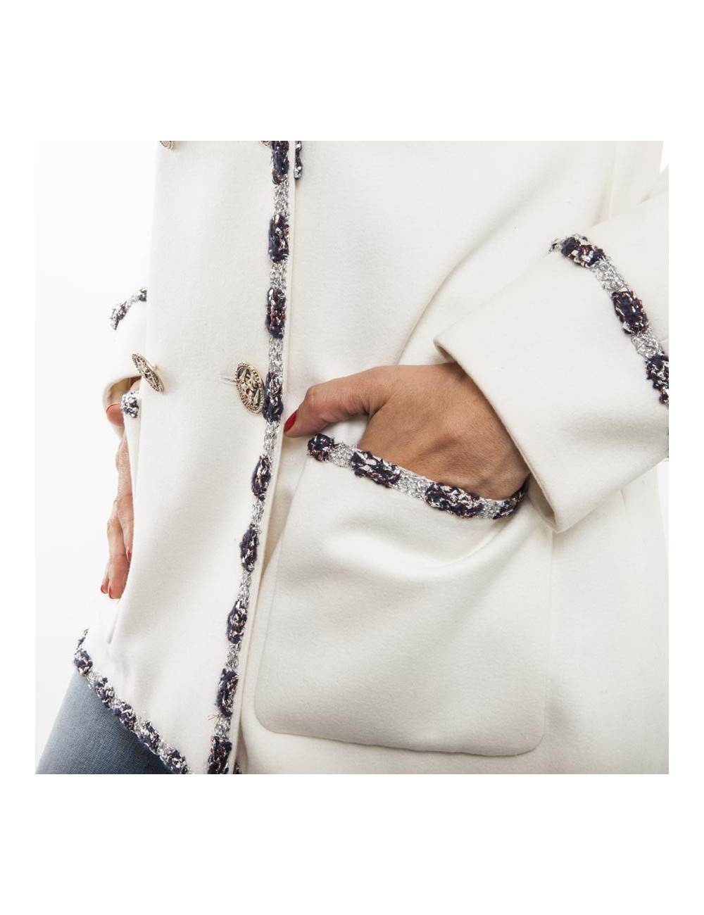 Veste CHANEL T 44 "Paris Bombay" blanche
