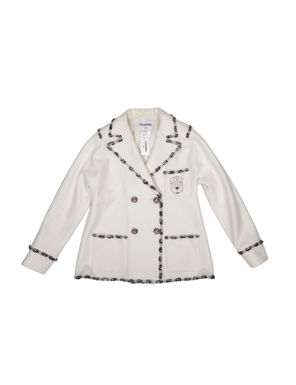 Veste CHANEL T 44 "Paris Bombay" blanche