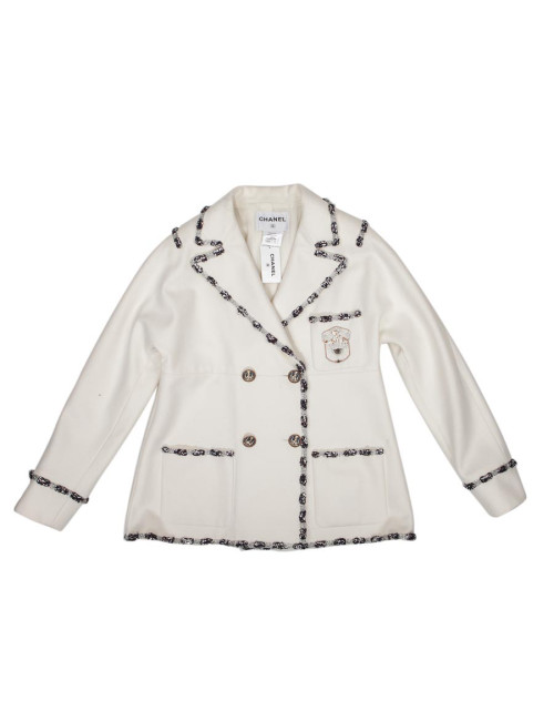 Veste CHANEL T 44 "Paris Bombay" blanche
