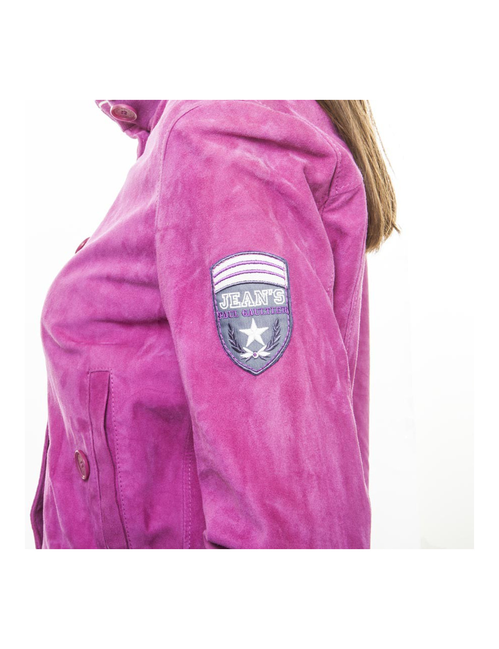 JEAN PAUL GAULTIER jacket in fuchsia velvet calfskin size 38FR