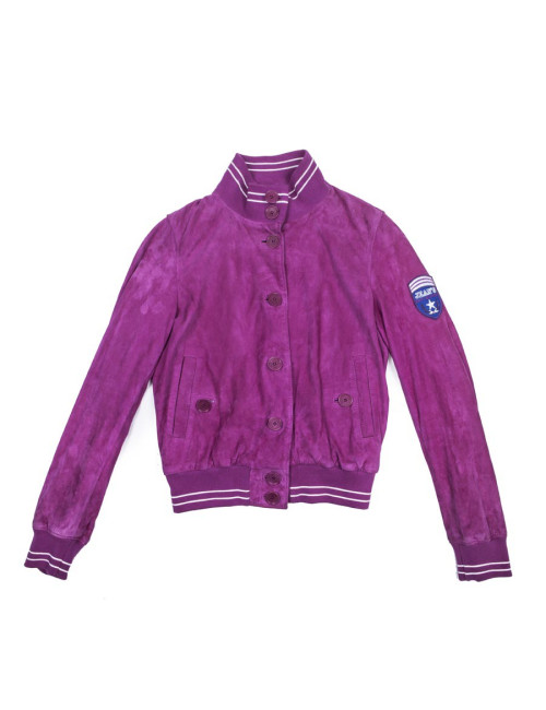 JEAN PAUL GAULTIER jacket in fuchsia velvet calfskin size 38FR