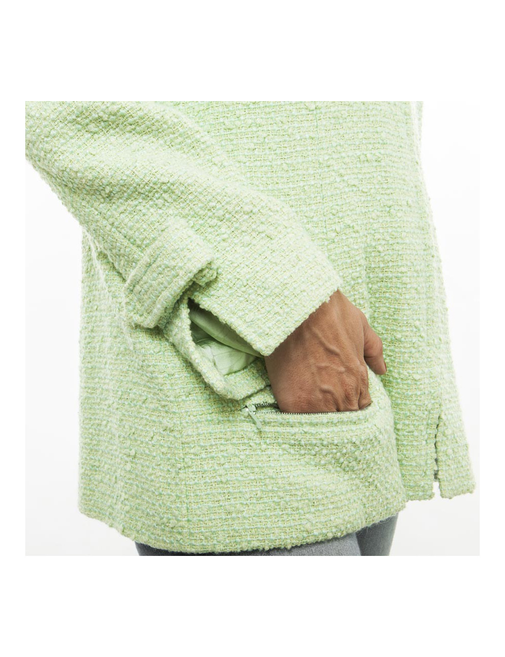 CHANEL  tweed jacket in anise green and light green Size 44FR