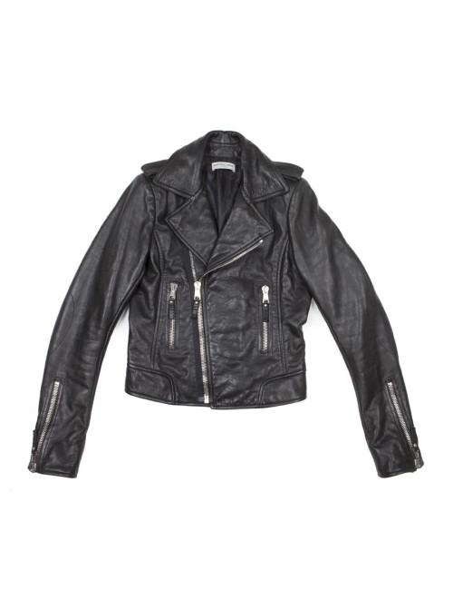 Perfecto BALENCIAGA T40 cuir vieilli noir