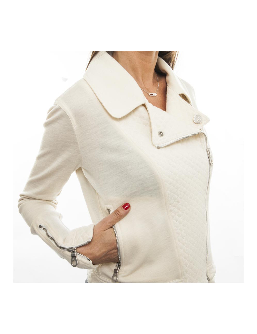 Blouson CHANEL T 38 zippé beige