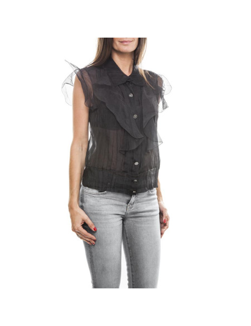 Blouse CHANEL T40 en soie noire