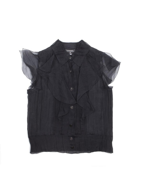 Blouse CHANEL T40 en soie noire