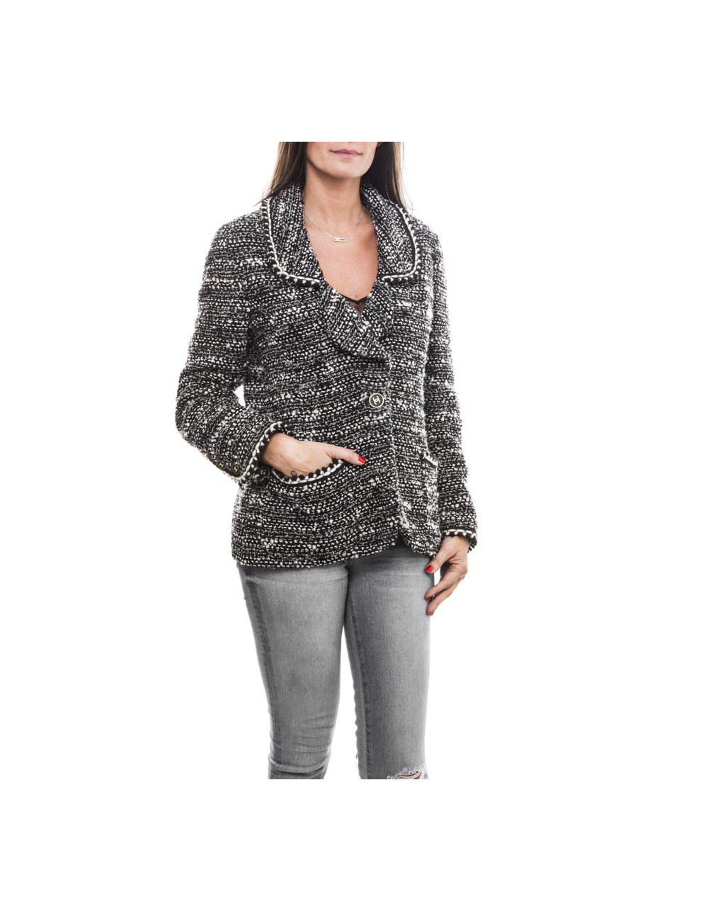 Veste CHANEL T 40  noire et blanc