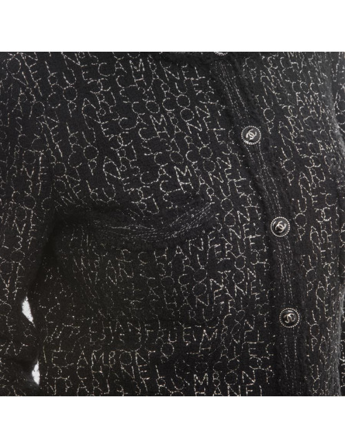 CHANEL jacket in black tweed with silver thread 'Coco, Cambon Paris, Chanel' size 44 EU