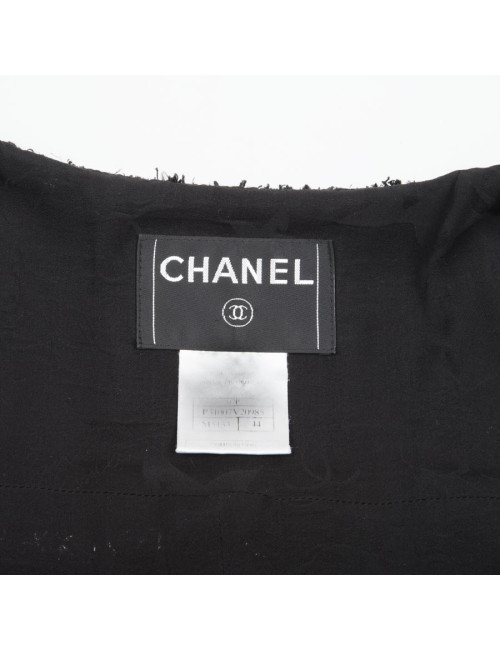 CHANEL jacket in black tweed with silver thread 'Coco, Cambon Paris, Chanel' size 44 EU