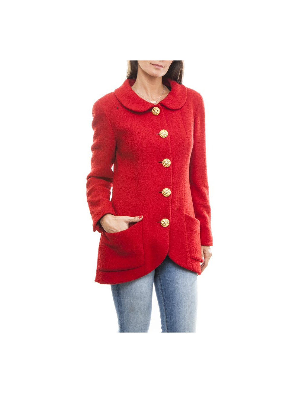 Veste CHANEL T 40 laine  rouge  Vintage