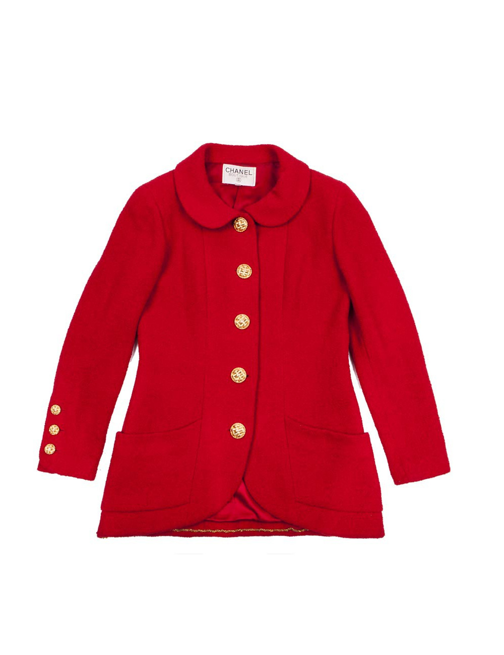 Veste CHANEL T 40 laine  rouge  Vintage