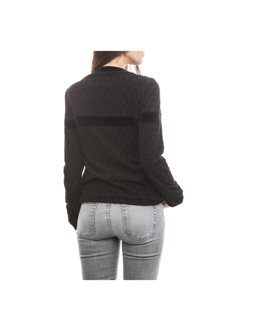 Blouson CHANEL T 42 stretch noir siglé CC