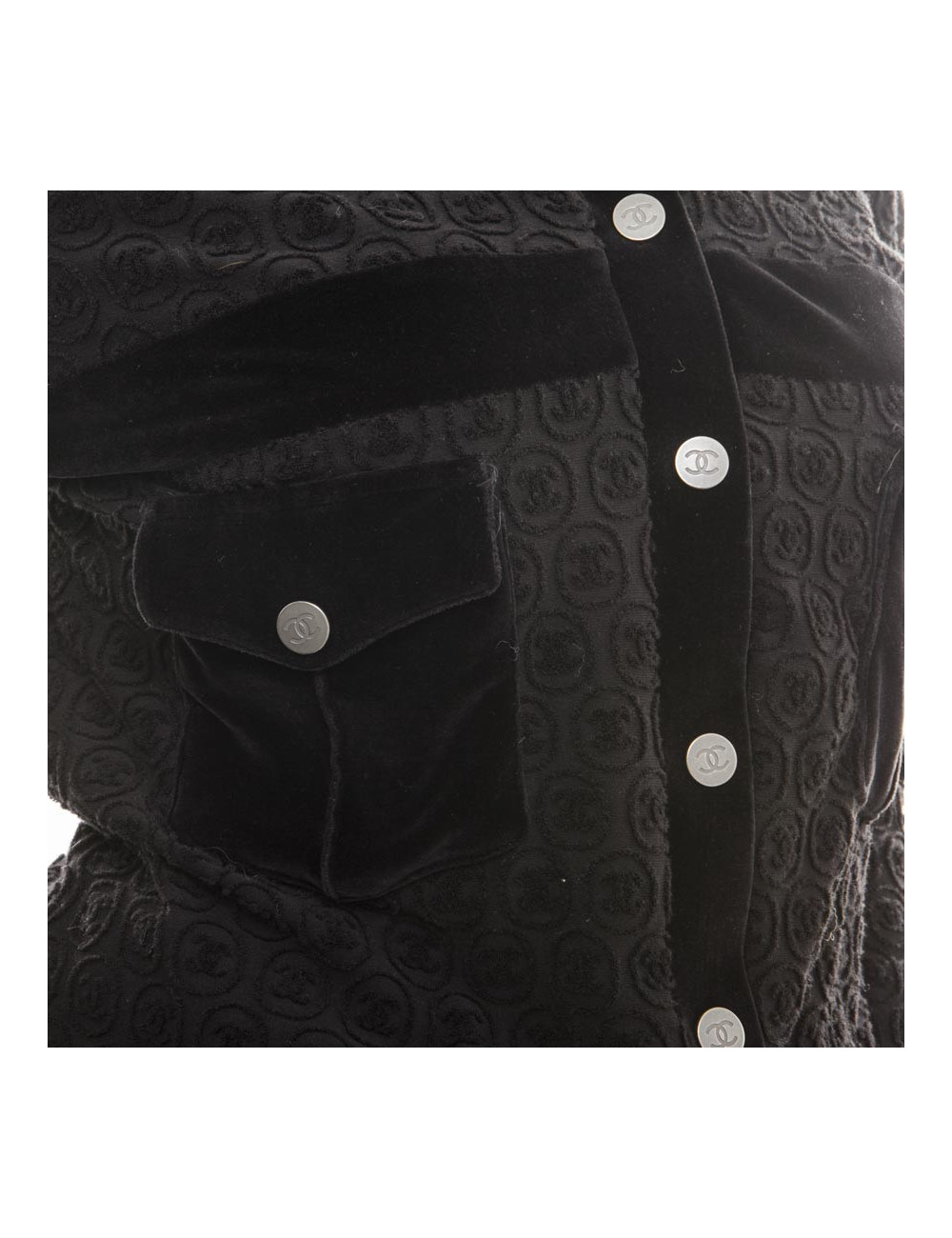 CHANEL jacket in black cotton fully signed CC size 42 EU