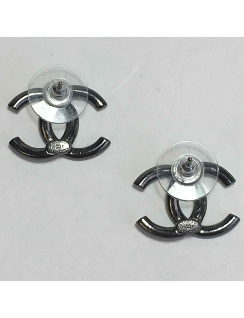 Boucles d'oreilles clous CHANEL strass carrés