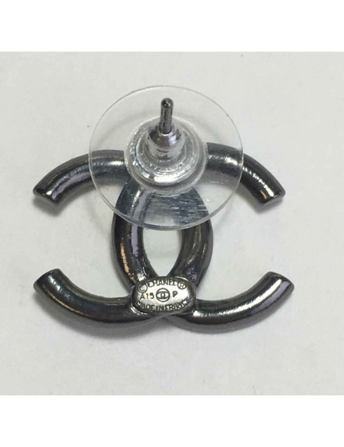 Boucles d'oreilles clous CHANEL strass carrés