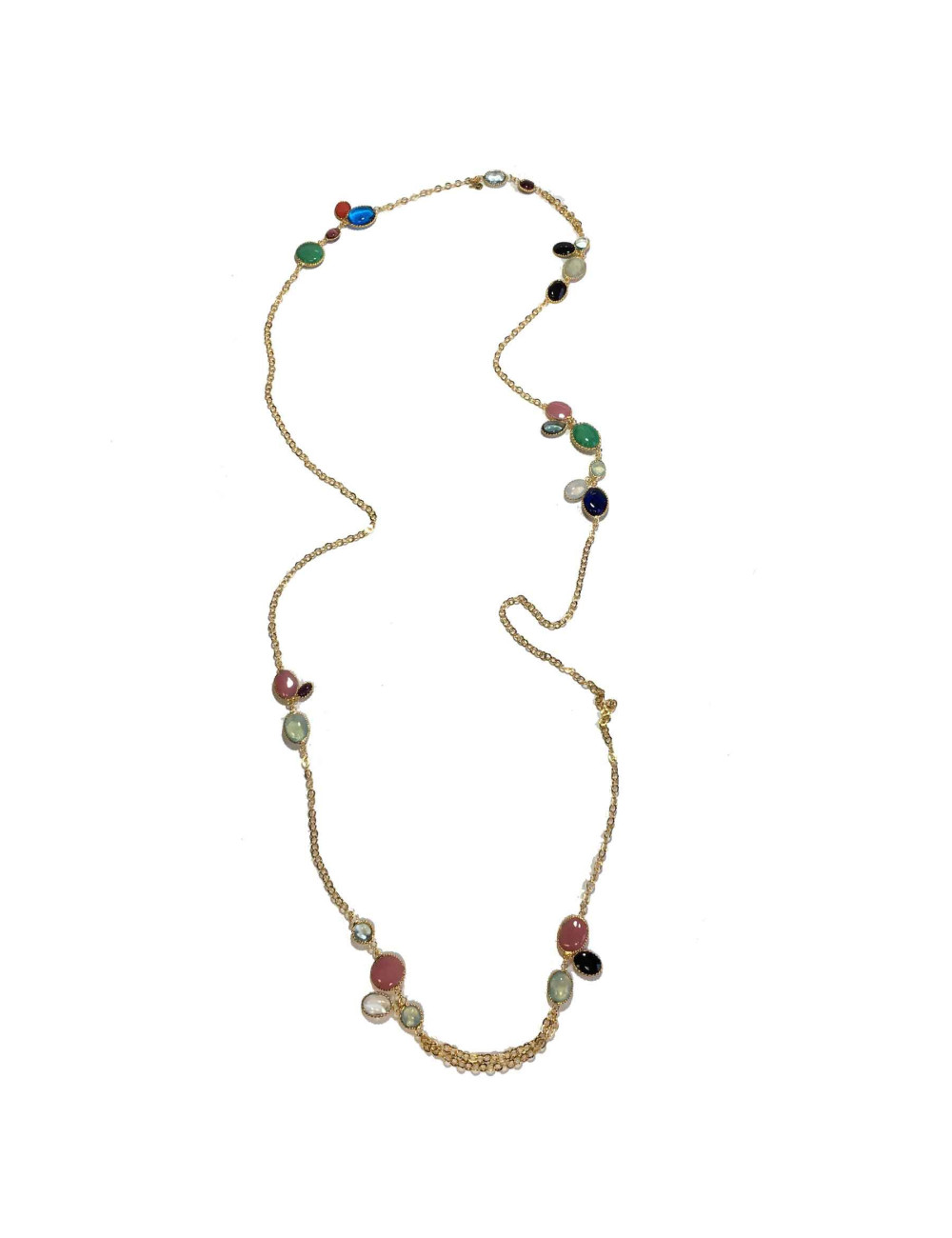 Sautoir MARGUERITE DE VALOIS "Waterfalls" en pâte de verre multicolore