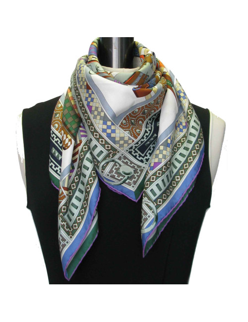 HERMES 'Collier de Chien' scarf in multicolored silk.