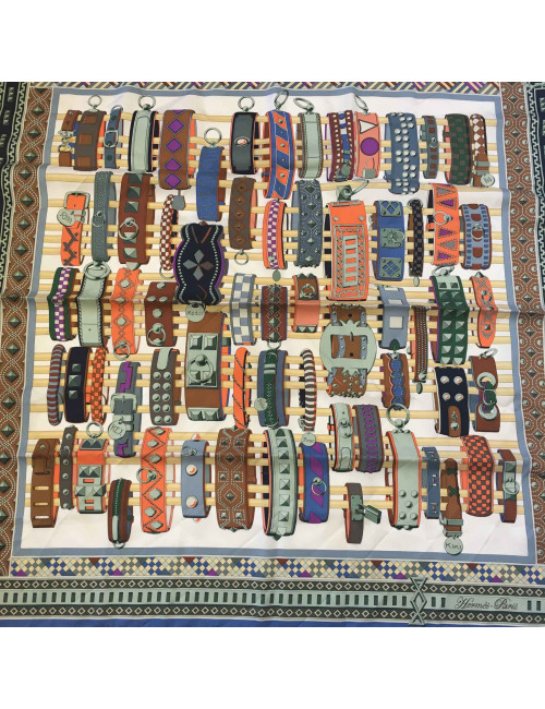 HERMES 'Collier de Chien' scarf in multicolored silk.