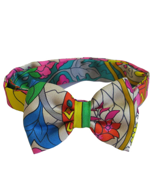 Noeud papillon HERMES en foulard de soie multicolore