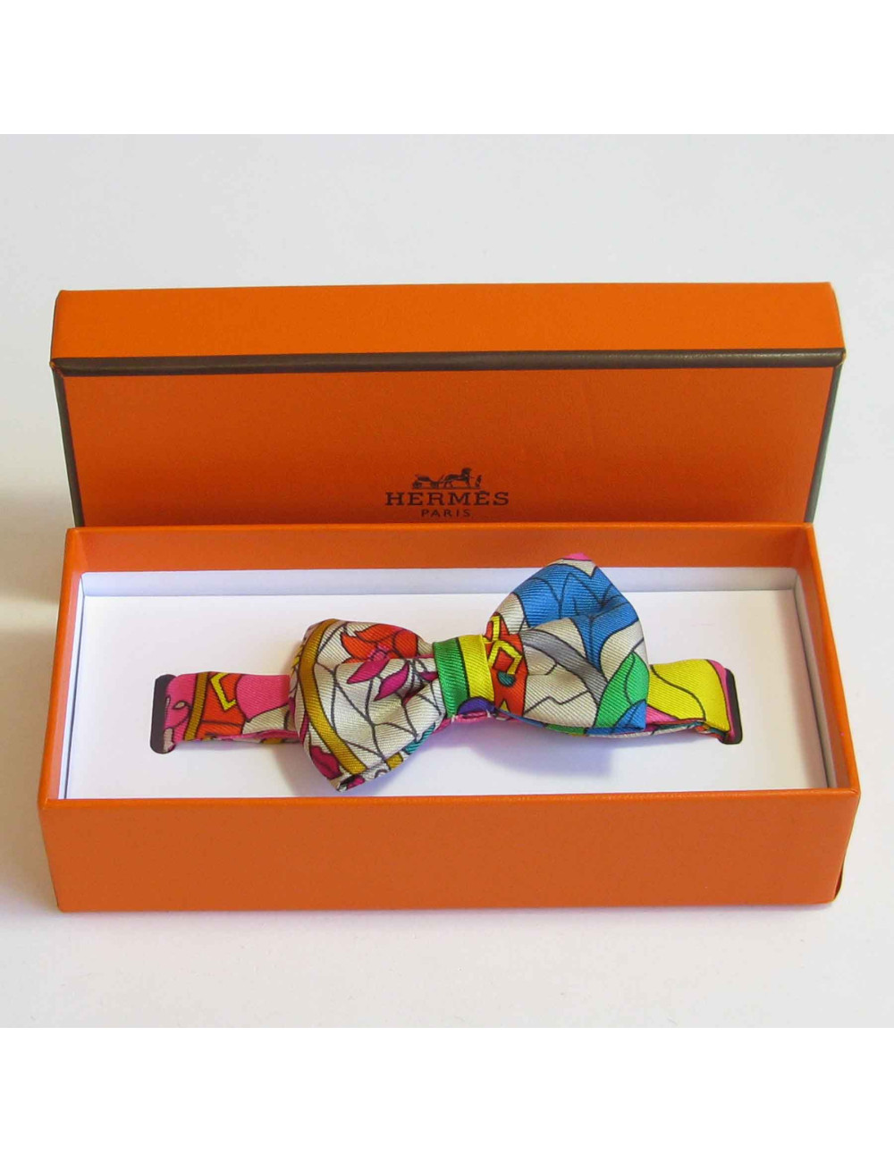HERMES multicolored silk bow tie