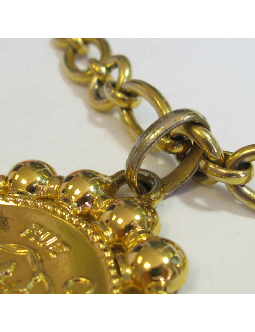 Sautoir Médaillon CHANEL vintage en métal doré