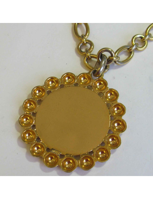 Sautoir Médaillon CHANEL vintage en métal doré