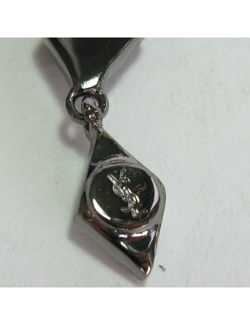 Boucles d'oreille clous YSL YVES SAINT LAURENT pendantes en strass et pierres facettées noires